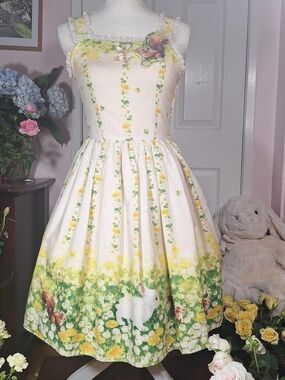 Innocent World Rabbit Letter Ivory JSK Set Matching Tights Classic Lolita Japan